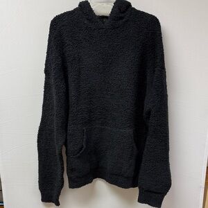 Skims Oversized Hooded Sweatshirt Sherpa Fabric Women’s Black Size Medium